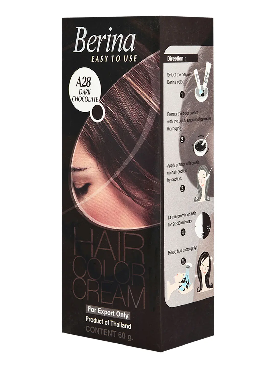 Berina A28 Dark Chocolate Hair Color Cream60gm