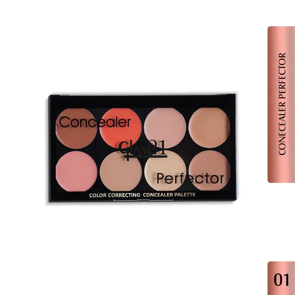 Glam21 Perfect Coverage Concealer Palette|Contouring and Highlighting Makeup Kit|Corrects Skin Imperfections and Blemishes| 8 Shades-30gm-Palette 01