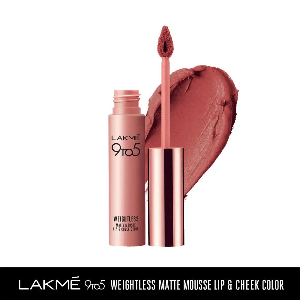 Lakme 9 To 5 Weightless Matte Mousse Lip & Cheek Color - Nude Cushion (9 g)