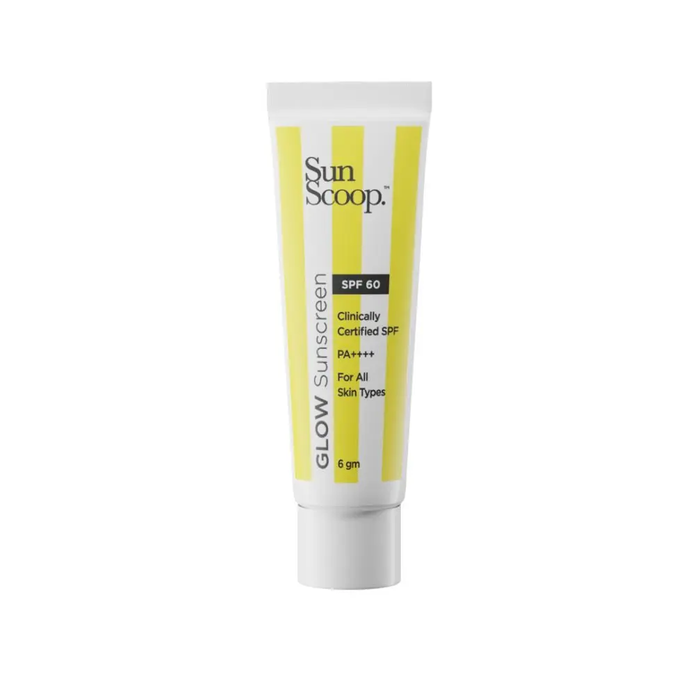 SunScoop Glow Tinted Sunscreen Cream SPF 60 PA+++ | No White Cast | For Dry, Oily & Normal Skin Type | Hybrid Sunscreen | Perfect Under Makeup, Lightweight & Quick-Absorbing | Sample Pack, 6g