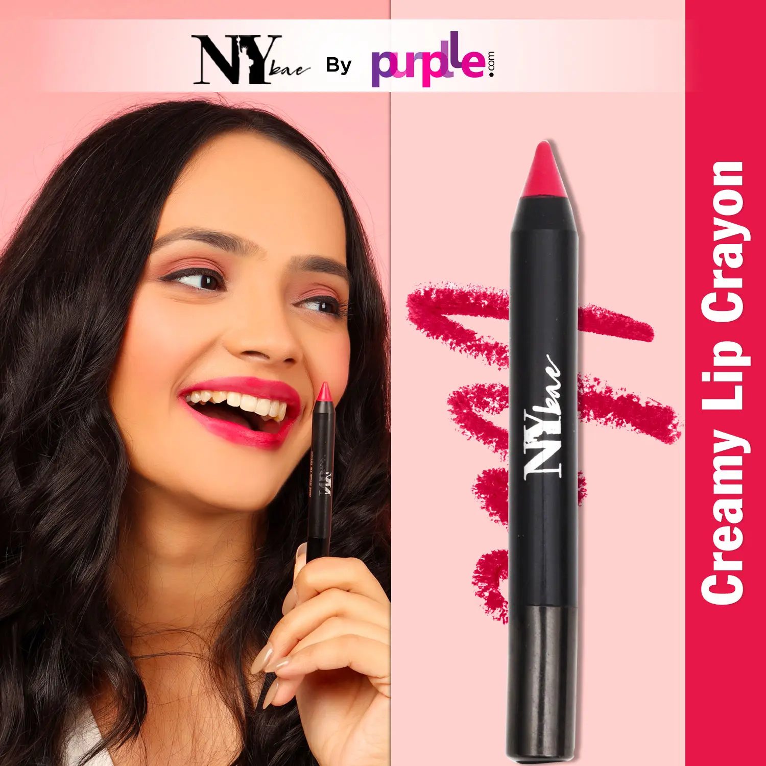 NY Bae Mets Matte Lip Crayon | Satin Texture | Red | Enriched with Vitamin E - Sexy Second Base 25(2.8 g)