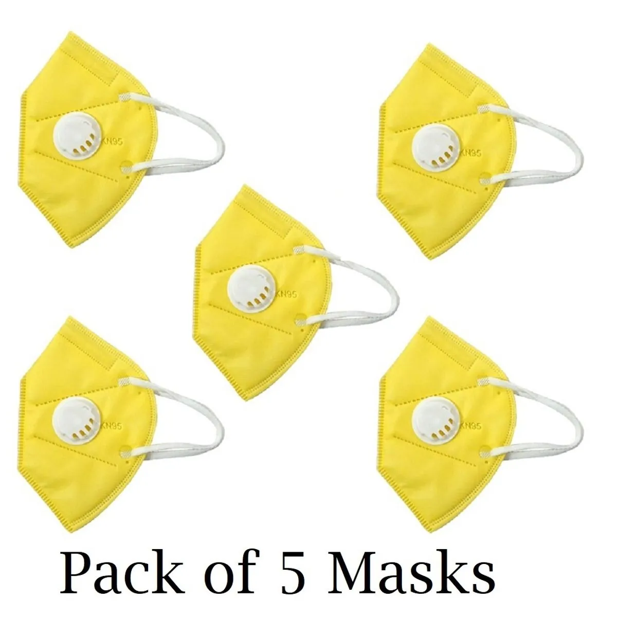 Fabula Yellow KN95 Anti-Pollution Mask with Respirator Valve Pack of 5