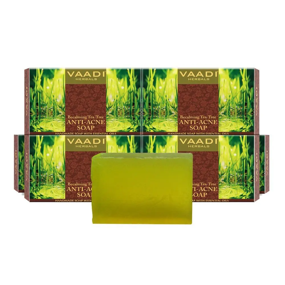 Vaadi Herbals Super Value Pack Of Becalming Tea Tree Soap Anti-Acne Therapy (5+1)(75 g X 6)