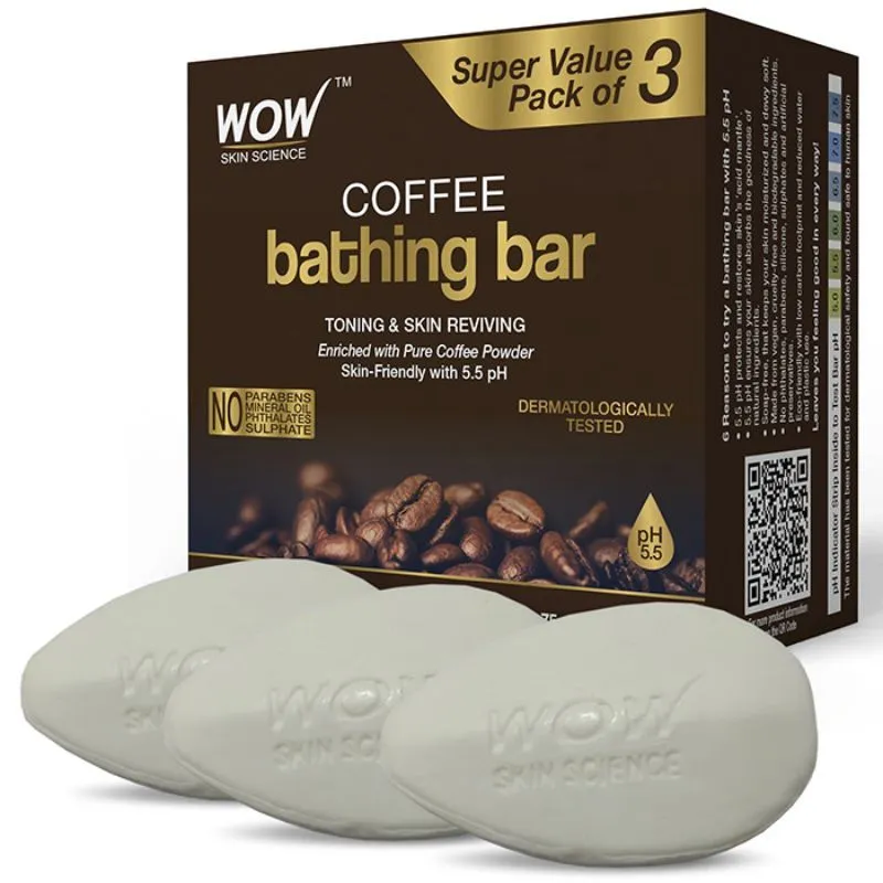 WOW Skin Science Coffee Bathing Bar -pack Of 3- With 5.5 Ph