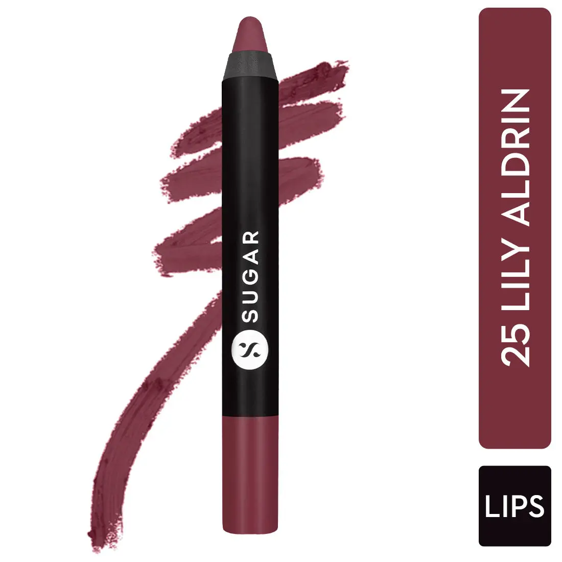 SUGAR Cosmetics - Matte As Hell - Crayon Lipstick -25 Lily Aldrin (Mauve Pink) - 2.8 gms - Bold and Silky Matte Finish Lipstick, Lightweight, Lasts Up to 12 hours