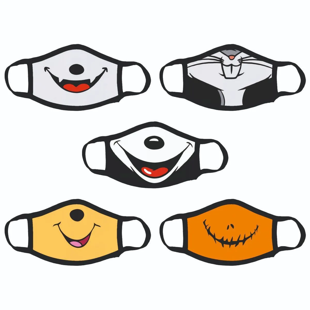 Crazy Corner Printed Three Layered Resuable Masks - Pack of 5 (PMC-4309)