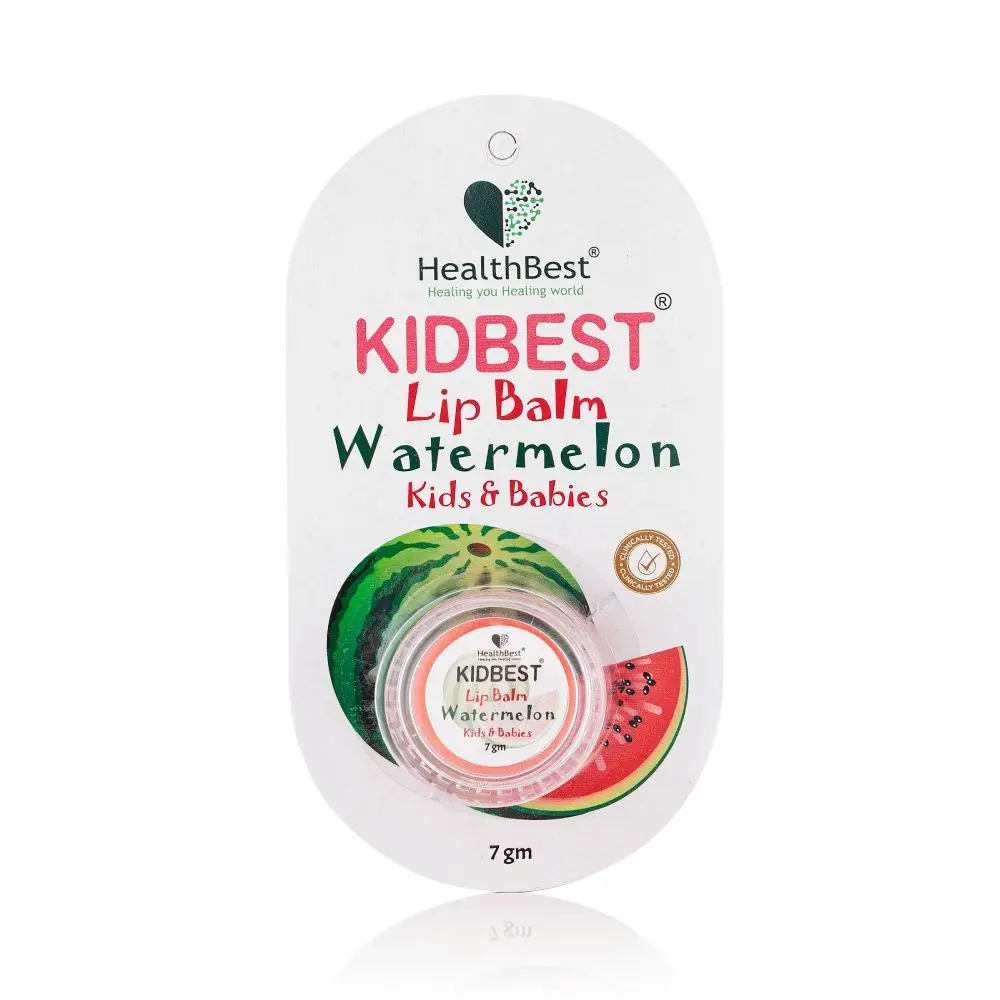 HealthBest Kidbest Lip Balm for Kids | Extra Nourishing | Dry & Damaged Lips | Tear, Paraben, SLS free | Watermelon Flavor | 7gm