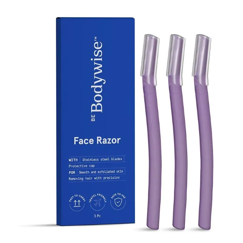 Be Bodywise Reusable Face Razor for Women - Suitable For Eyebrow, Upper lip & Chin - Pack of 3