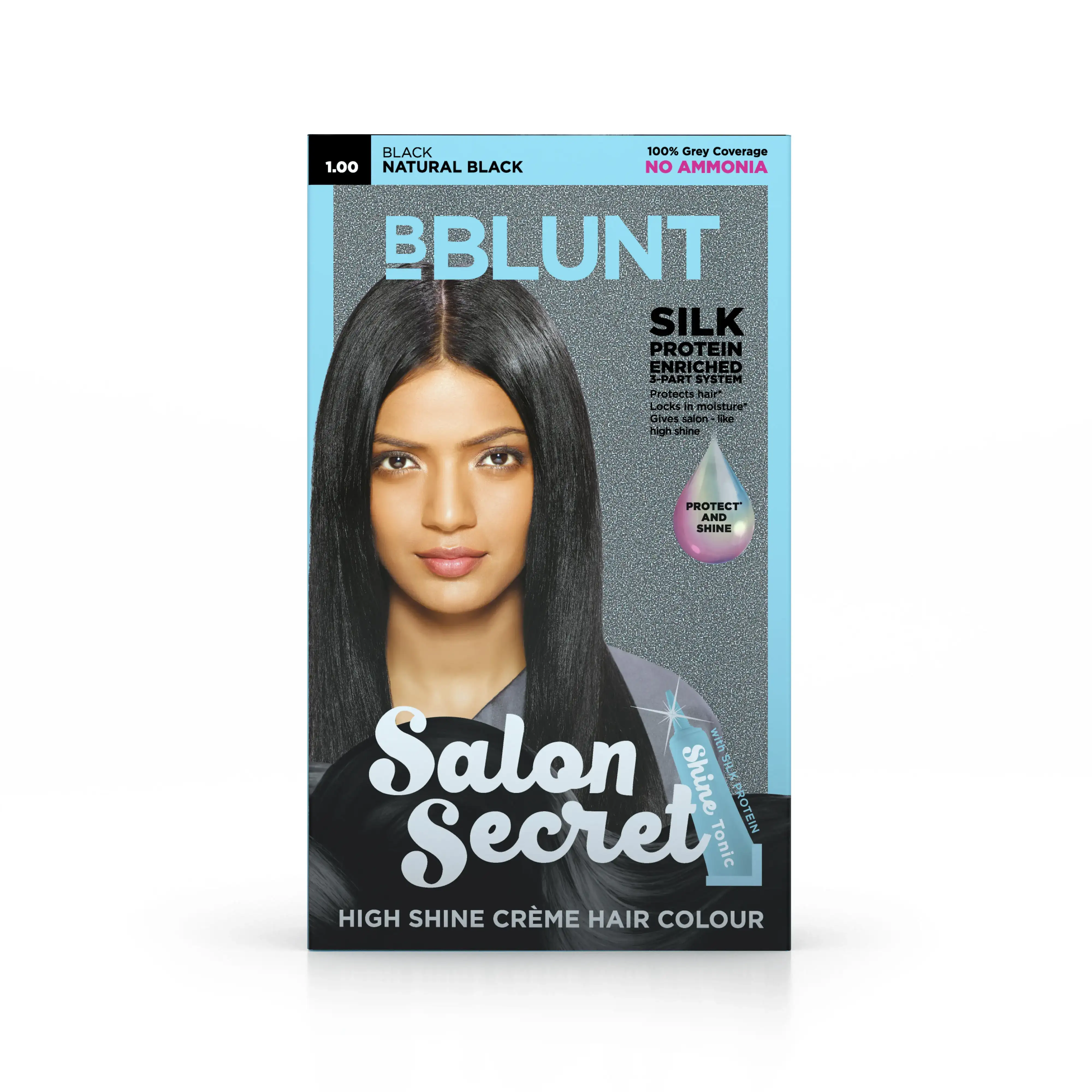 BBLUNT Salon Secret High Shine Creme Hair Colour Black Natural Black 1, No Ammonia