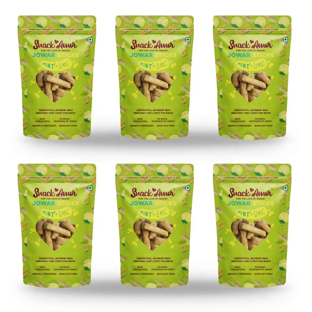 SnackAmor Jowar Sticks,  Mint+Lime (Pack of 6)  50 g