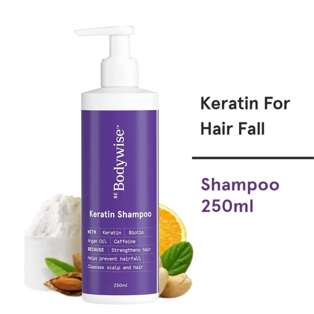 Be Bodywise Keratin Hair Fall Control shampoo - Strengthens & Improves Hair - Biotin & Argan Oil