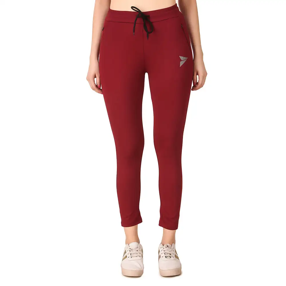 Fitinc Premium Stretchable Trackpant with Zippers Pockets for Women,  Maroon  XXXL