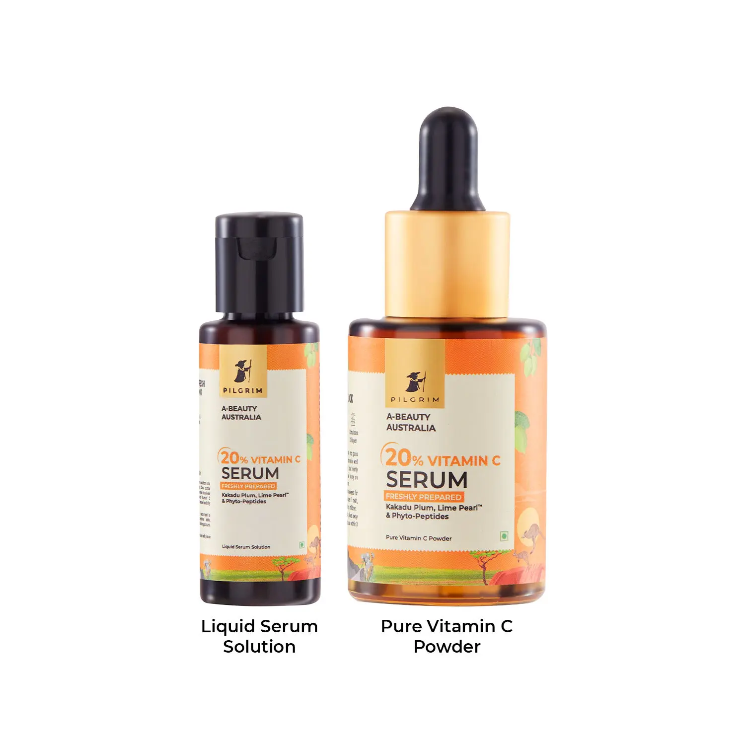 Pilgrim's Freshly Prepared 20% Vitamin C Serum with Kakadu Plum, Lime Pearl & Phyto-Peptides | For All Skin Types | Fades Dark Spots & Hyperpigmentation | Brightens Skin | For Men & Women (20 ml)