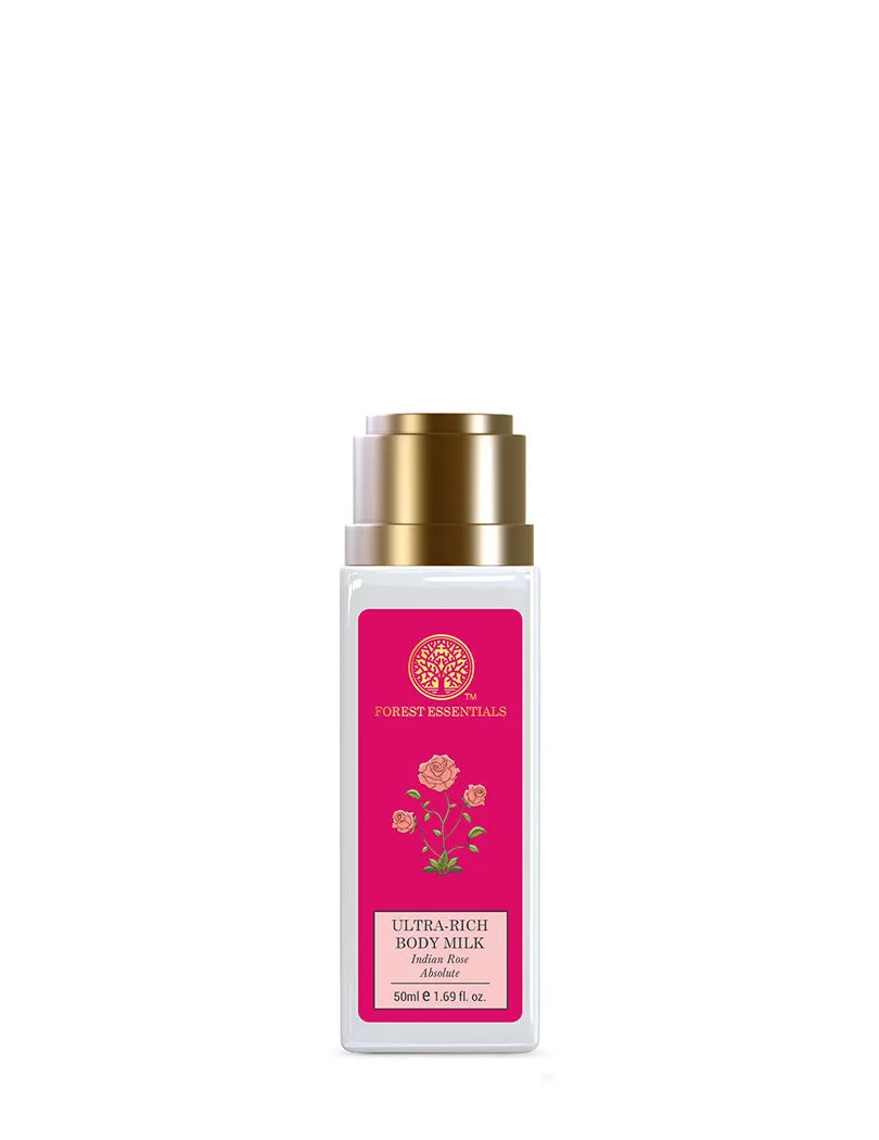 Forest Essentials Ayurvedic Travel Size Ultra-Rich Body Milk Indian Rose Absolute (Body Lotion)