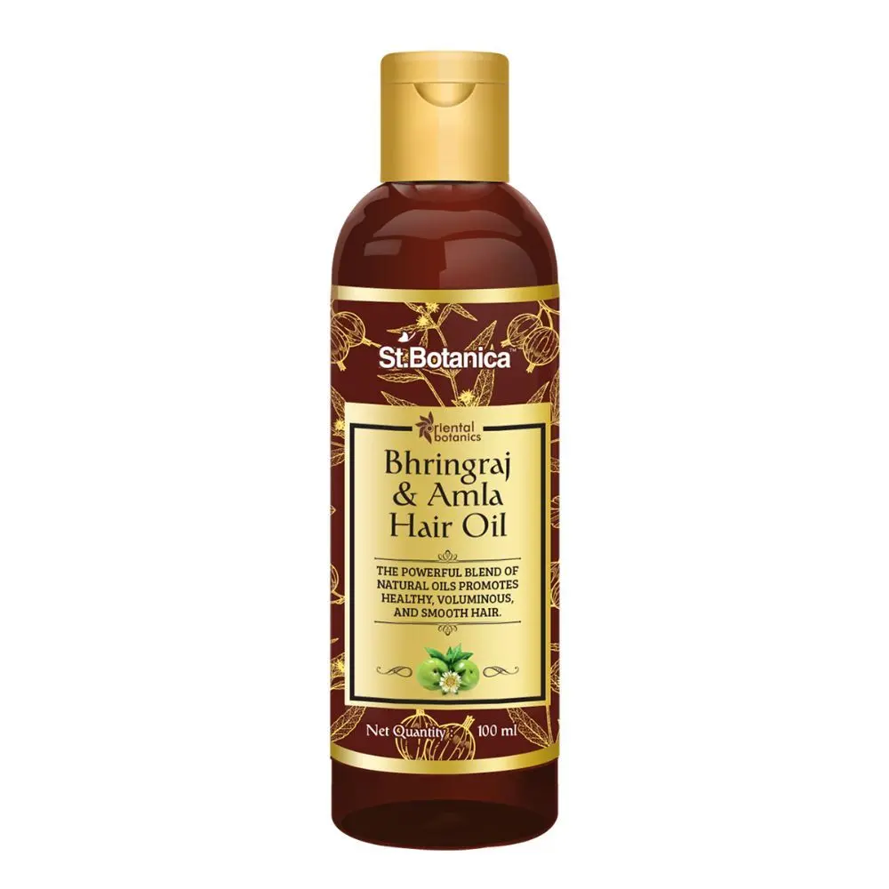 Oriental Botanics Bhringraj & Amla Hair Oil , 100ml - Promotes Healthy, Voluminous & Smooth Hair