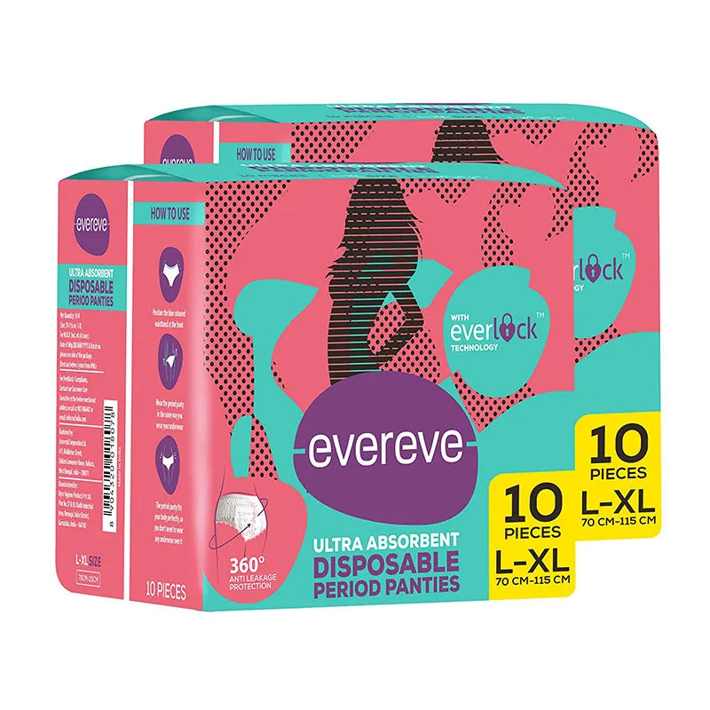 EverEve Ultra Absorbent Disposable Period Panties For Sanitary Protection -l-xl (pack Of 2)