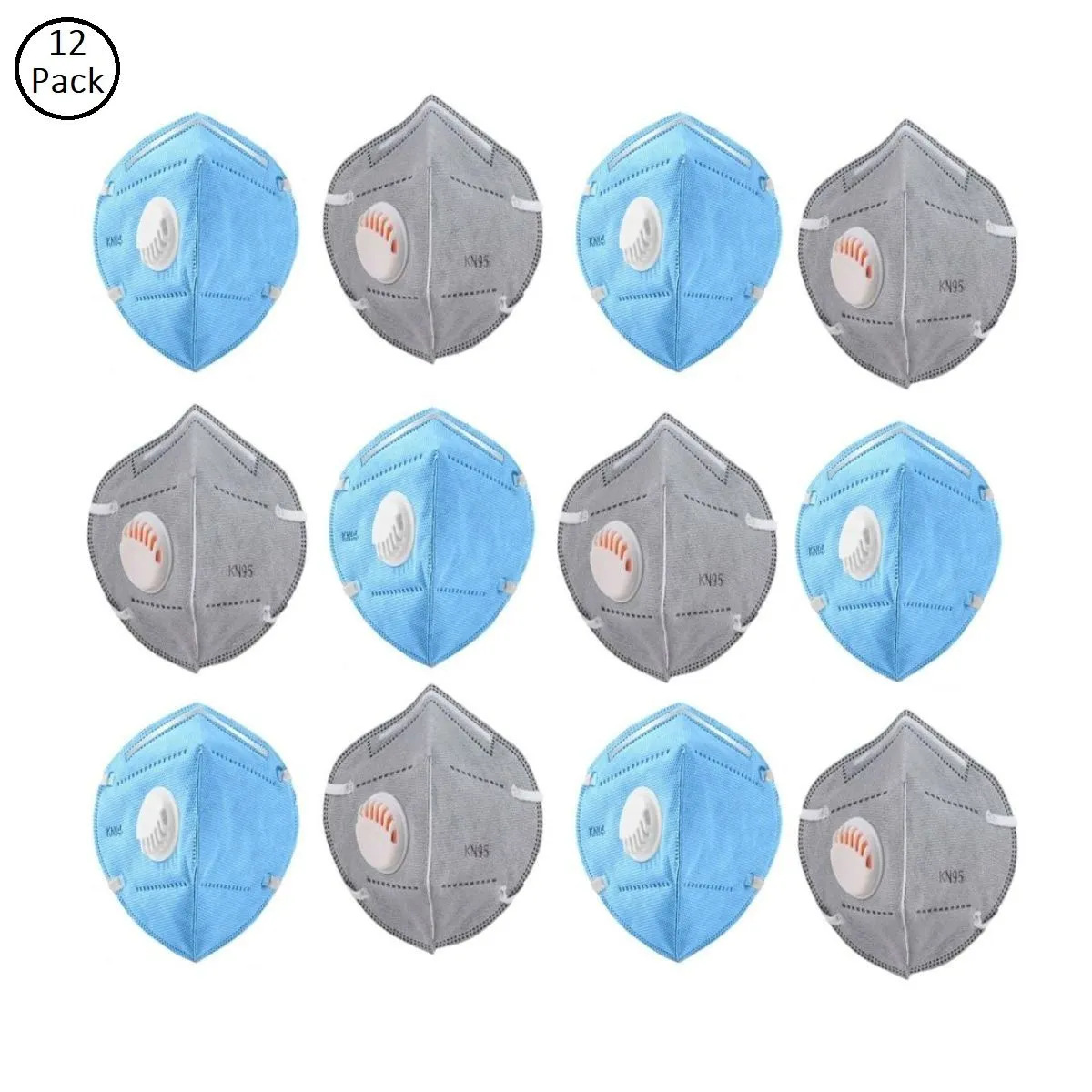 OOMPH Pack of 12 Anti-Pollution Reusable 5 Layer Mask - Blue Grey