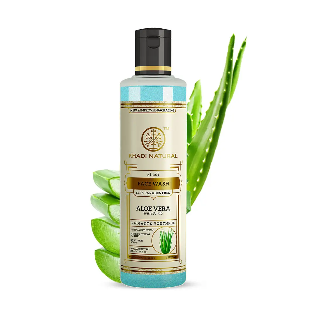 Khadi Natural Aloevera With Scrub Face Wash| Sls & Paraben Free - (210 ml)