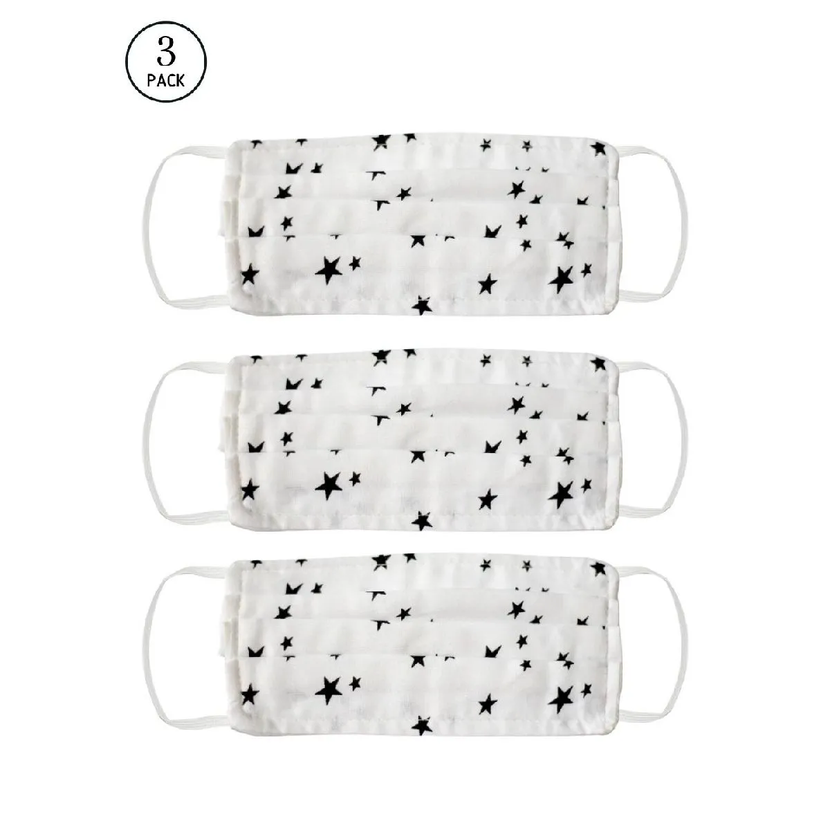 Bellofox 3-Ply White White Stars Cotton Face Mask (Pack Of 3)