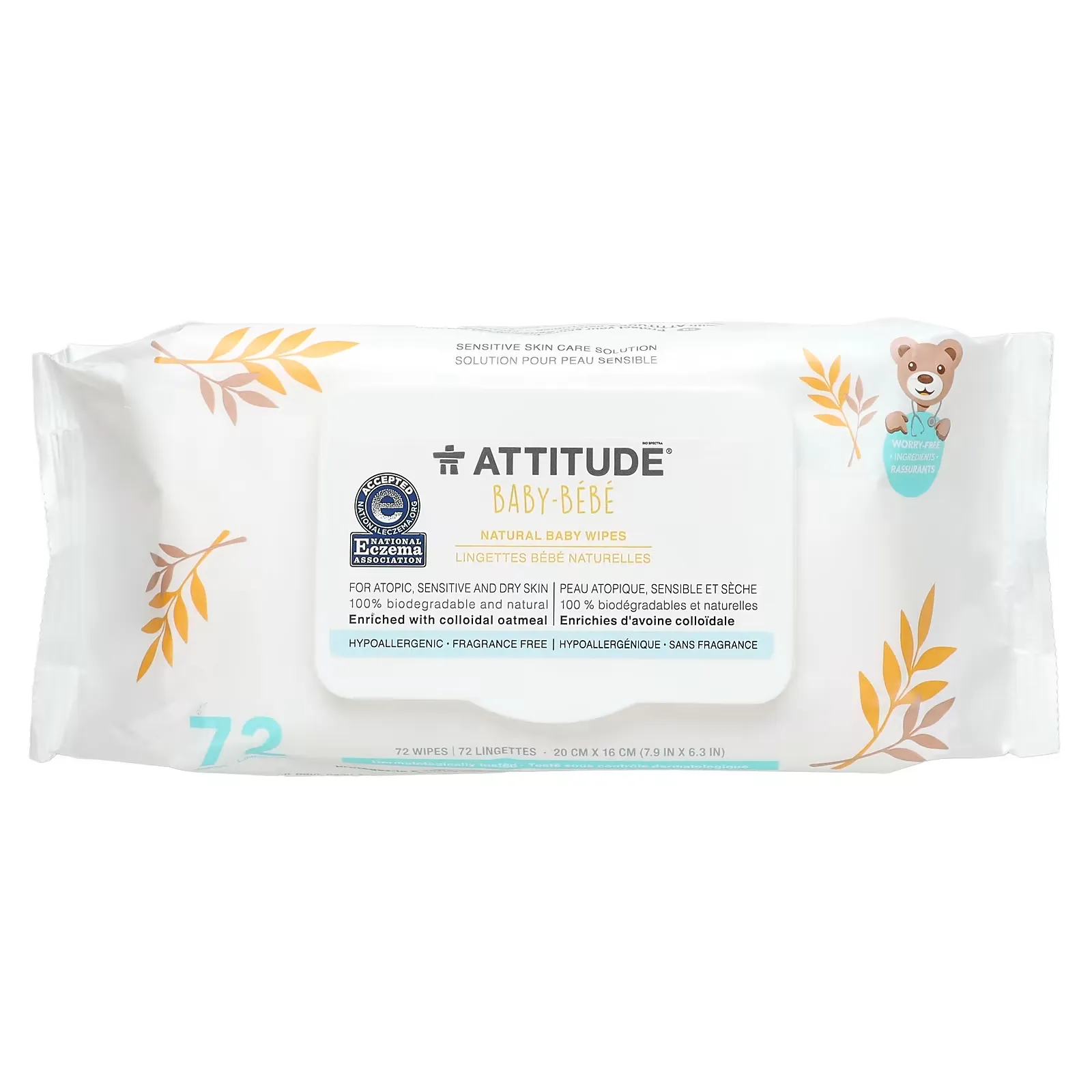 Baby, Natural Baby Wipes, Fragrance Free, 72 Wipes