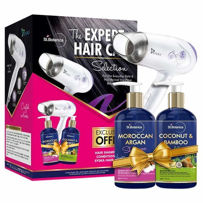 St.Botanica The Expert Hair Care Selection Combo With Syska Hair Dryer