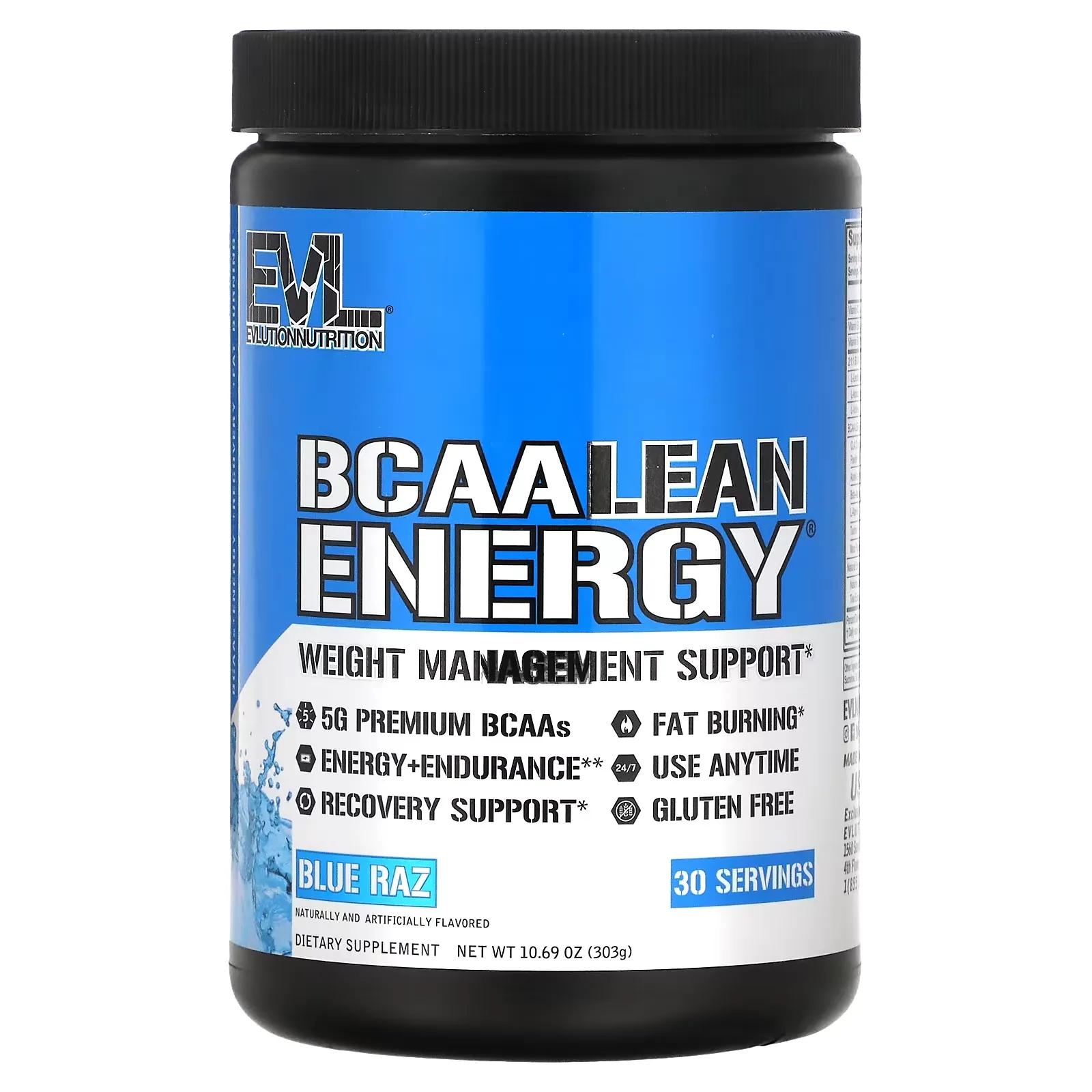 BCAA LEAN ENERGY, Weight Management Support, Blue Raz, 10.69 oz (303 g)