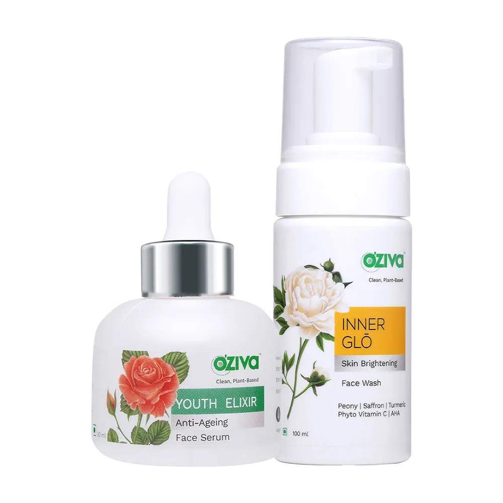 Oziva Anti-Ageing Daily Regime (Inner GloFace Wash + Youth Elixir Anti-Ageing Face Serum)