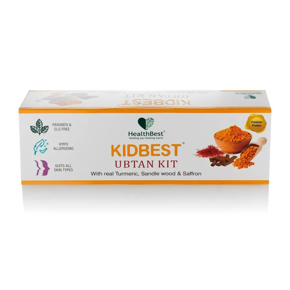 HealthBest Kidbest Ubtan Kit (Cleansing Yogurt 50gm, Scrub 50gm & Cream 50gm) | With Real Turmeric, Sandal wood & Saffron