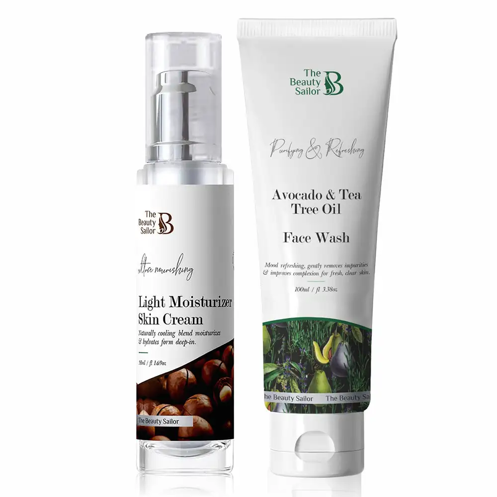 The Beauty Sailor Light Moisturizer Skin Cream 50 ml & Avocado & Tea Tree Oil Face Wash Combo,  100 ml  Ultra Nourishing