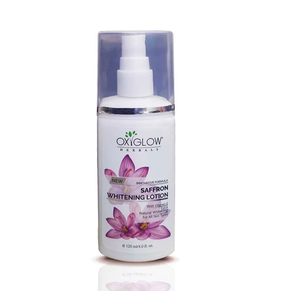 OxyGlow Herbals Saffron & Whitening Lotion| Non sticky & Non Greasy| Lightens & Whitens the Skin|Helps in Brightening-120ml