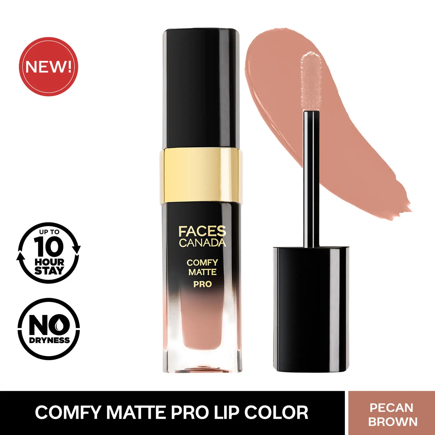 FACES CANADA COMFY MATTE PRO LIP COLOR PECAN BROWN 15 5.5ml I 10hr stay I Transfer-proof I Matte Finish I Almond Oil I Macadamia Oil I Nourishing I Moisturizing I No Dryness I Alcohol-Free