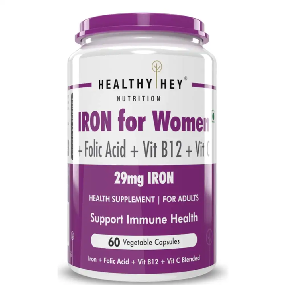 HealthyHey Nutrition Iron for Women with Vit B12 Folic Acid & Vit C,  60 capsules