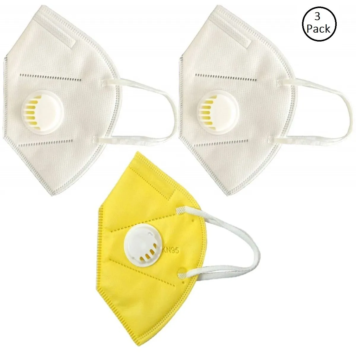 Fabula Pack Of 3 Anti-Pollution Reusable 5 Layer Mask - White Yellow White