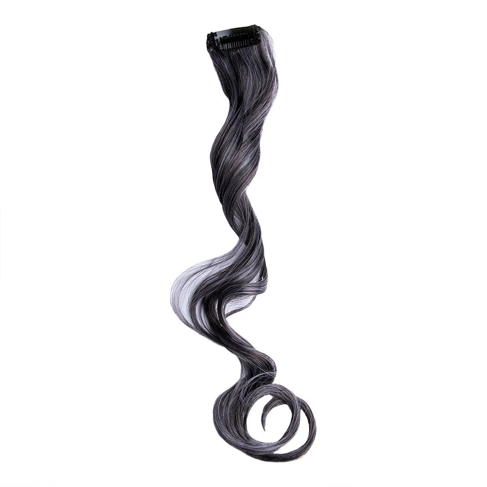 Streak Street Salt & Pepper Curly Clip-On Strands