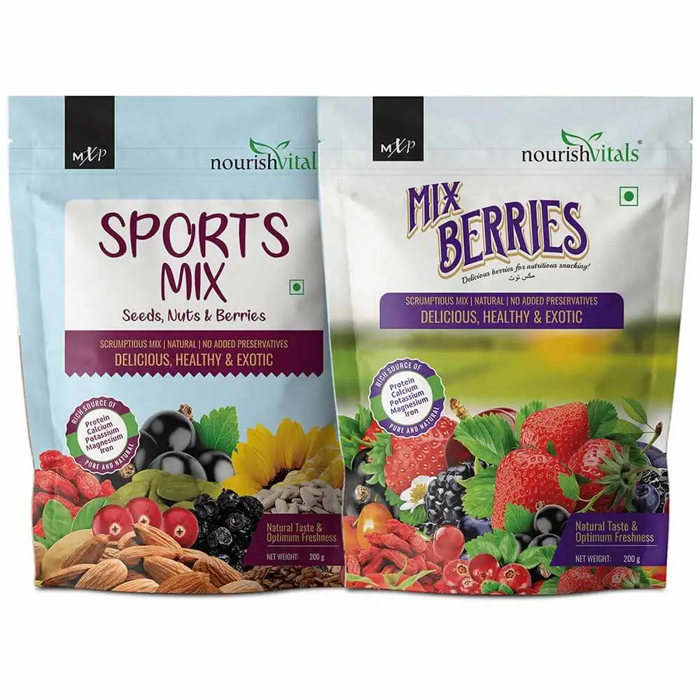 NourishVitals Healthy Munching Combo,  Sports Mix + Mix Berries  2 Piece(s)/Pack