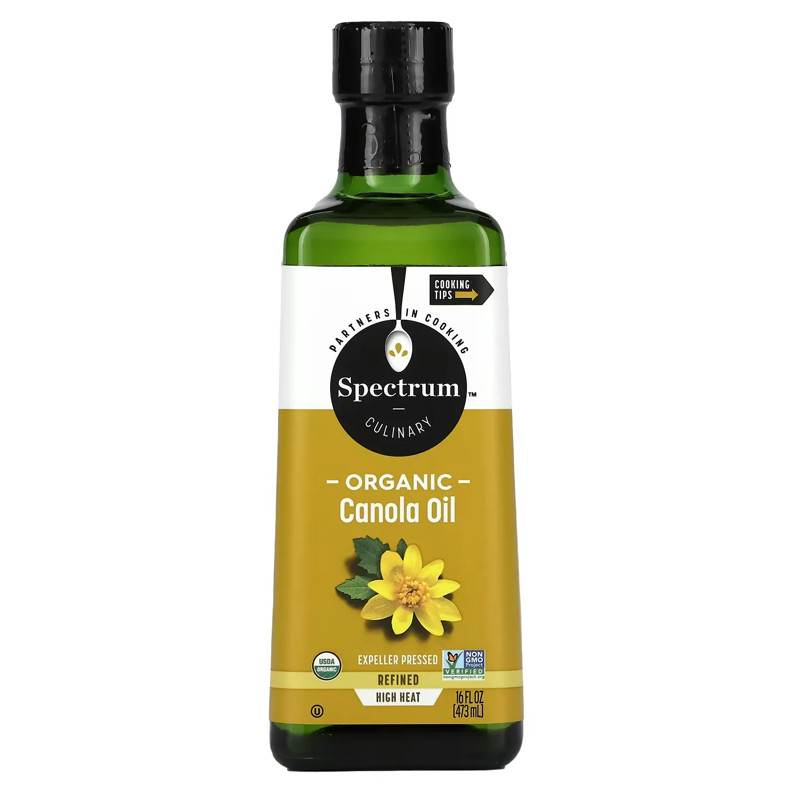 Organic Canola Oil, Expeller Pressed, Refined, 16 fl oz (473 ml)