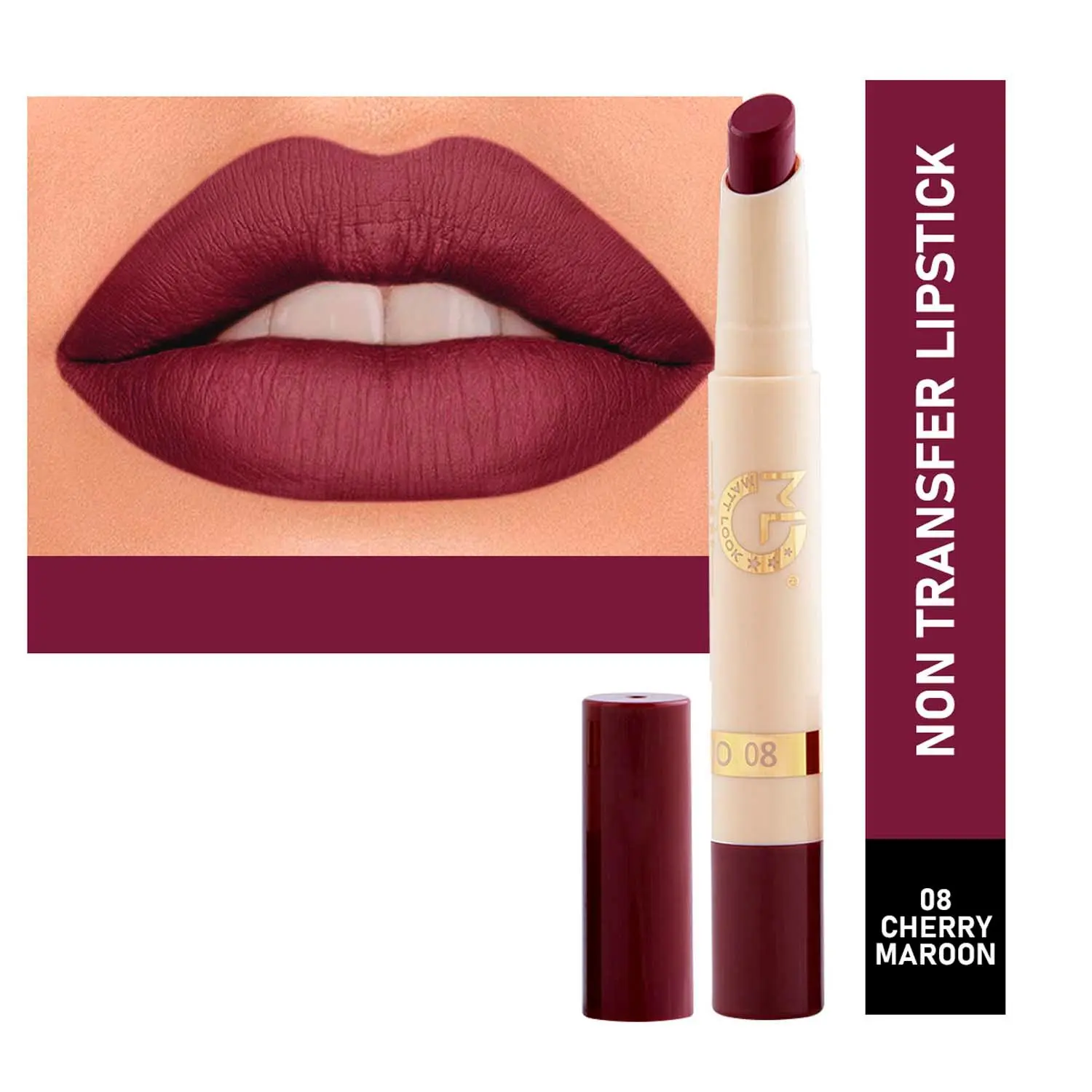 Matt look Velvet Smooth Non-Transfer, Long Lasting & Water Proof Lipstick, Cherry Maroon (2gm)