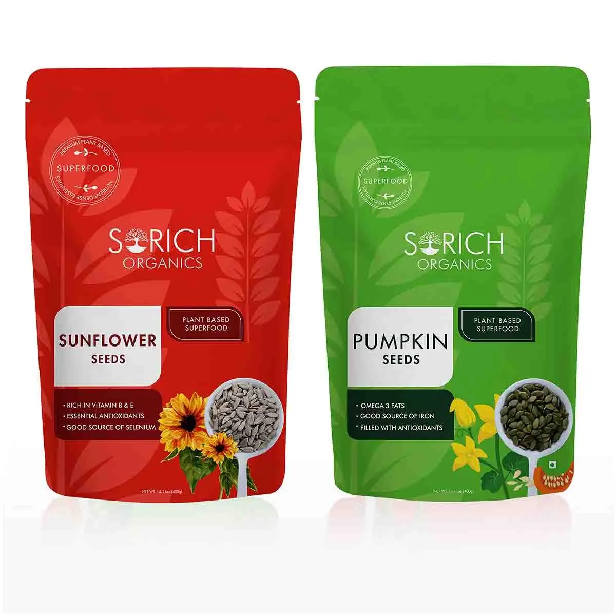 Sorich Organics Super Seeds Mix Combo of Pumpkin Seeds and Sunflower Seed - 800 Gm (400X2)