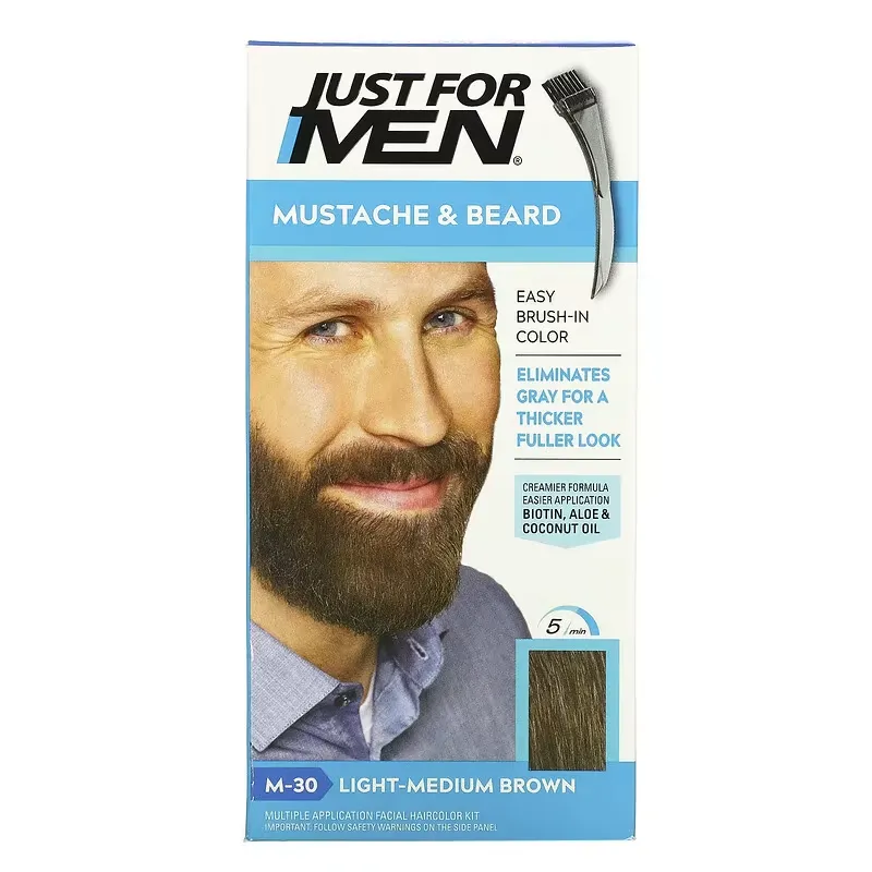 Mustache & Beard, Brush-In Color, M-30 Light-Medium Brown, 1 Multiple Application Kit