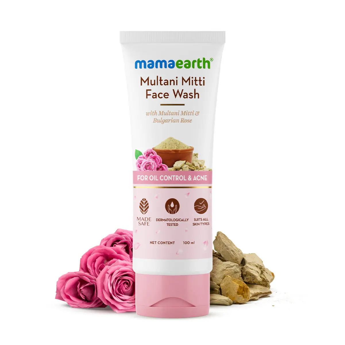 Mamaearth Multani Mitti Face Wash with Multani Mitti & Bulgarian Rose For Oil Control & Acne (100 ml)