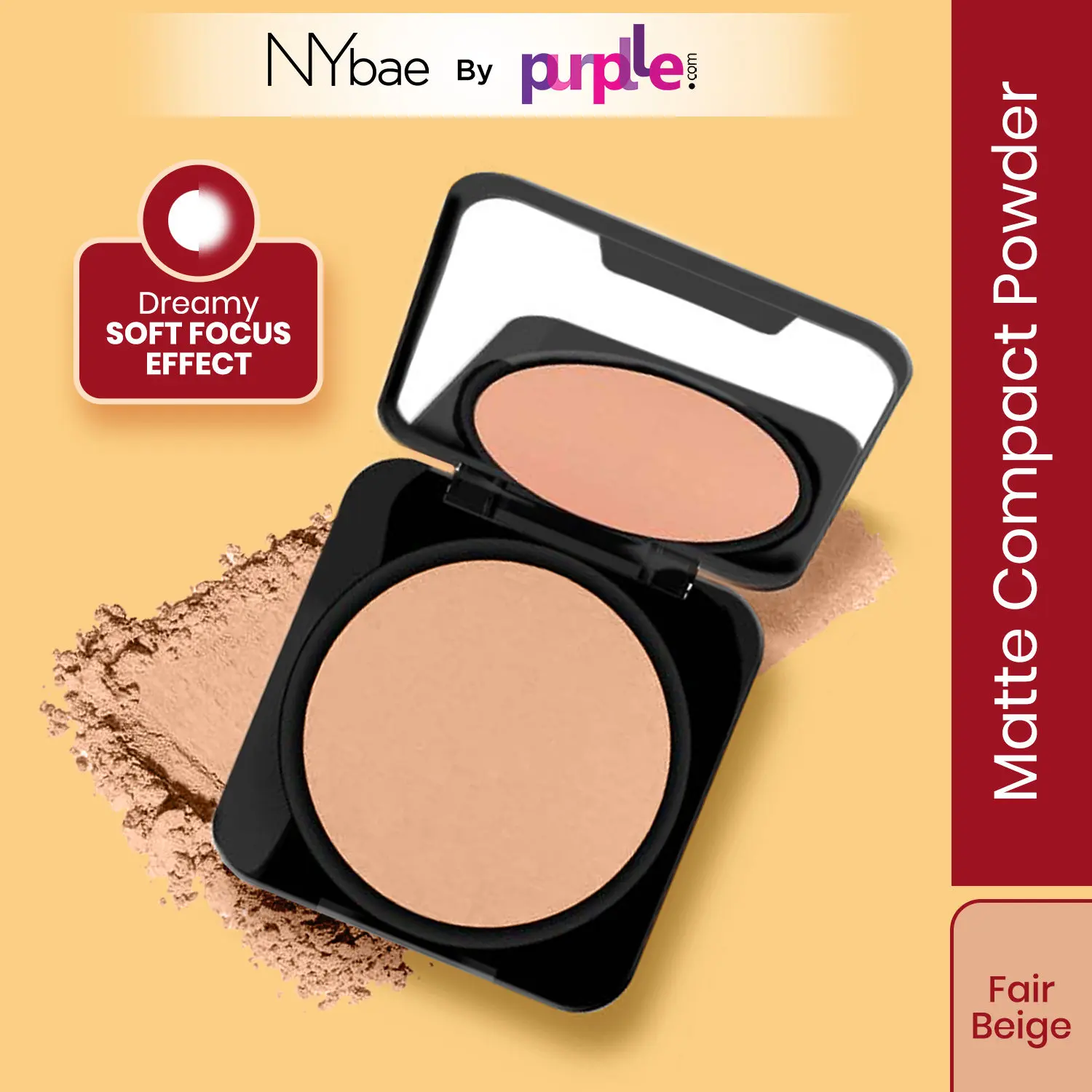 NY Bae Runway Radiance Compact Powder - Fair Beige 02 (9 g) | Fair Skin | All Skin Types | Natural Matte Finish | High Colour Payoff | Blurs Imperfections | Smooth & Even Application | Long Lasting | Perfect for Daily Wear