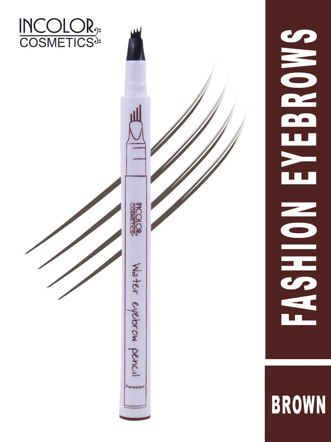 Incolor 4 Forked Long Lasting Fashion Eyebrow Pencil Brown 2 Gms