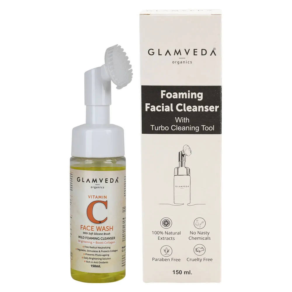 Glamveda Vitamin C Face Wash with Soft Silicone Brush