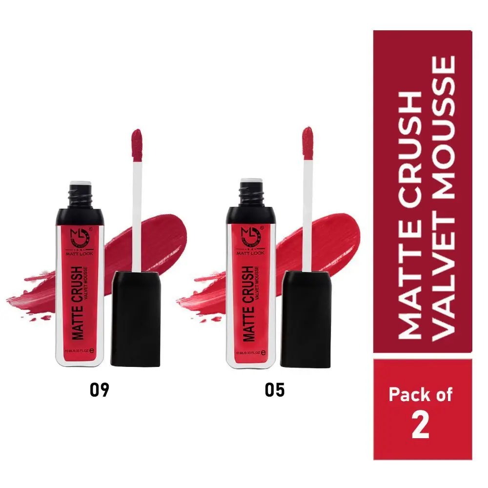 Matt look Matte Crush Velvet Mousse Lipstick, Antique Maroon & Hot Red, PO2 (20ml)