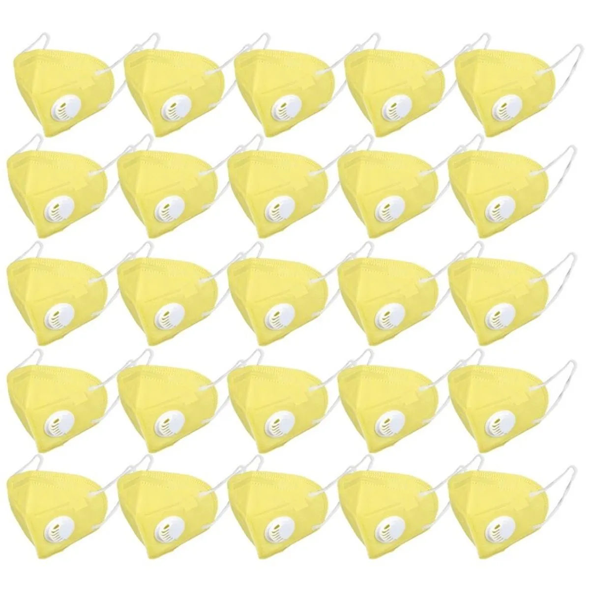 OOMPH Pack of 25 Anti-Pollution Reusable 5 Layer Mask - Yellow