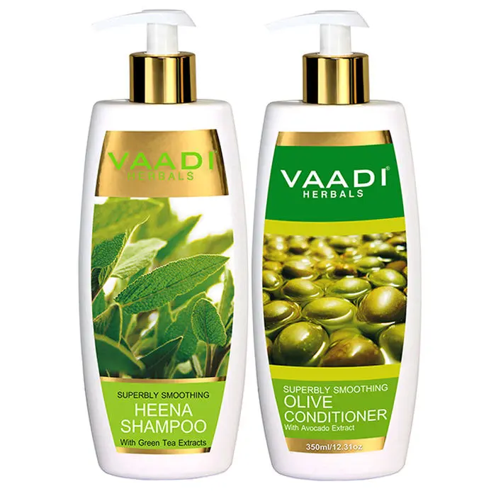 Vaadi Herbals Superbly Smoothing Heena Shampoo with Olive Conditioner (350 ml x 2)