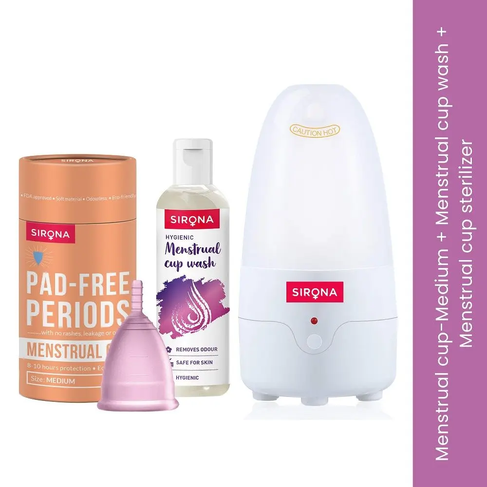 Sirona Menstrual Cup Life Combo with Large Menstrual Cup, Sterilizer and Menstrual Cup Wash