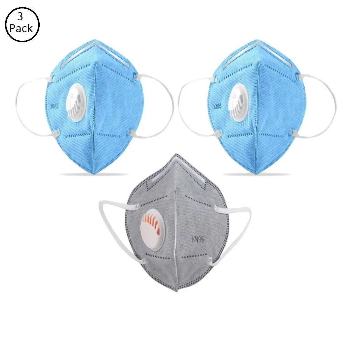 OOMPH Pack of 3 Anti-Pollution Reusable 5 Layer Mask - Blue Grey Blue