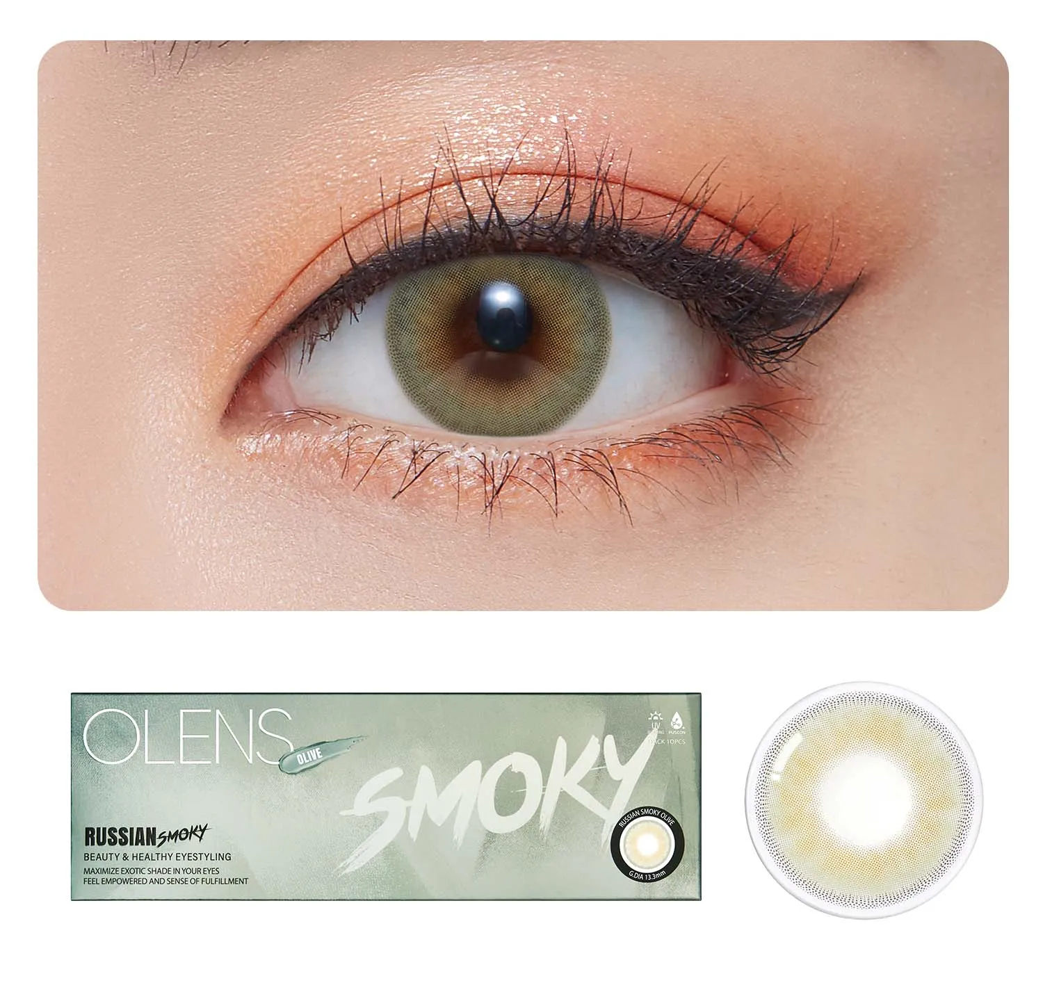 O-Lens Russian Smoky 1Day Coloured Contact Lenses - Olive (0.00) - (5 Pairs )