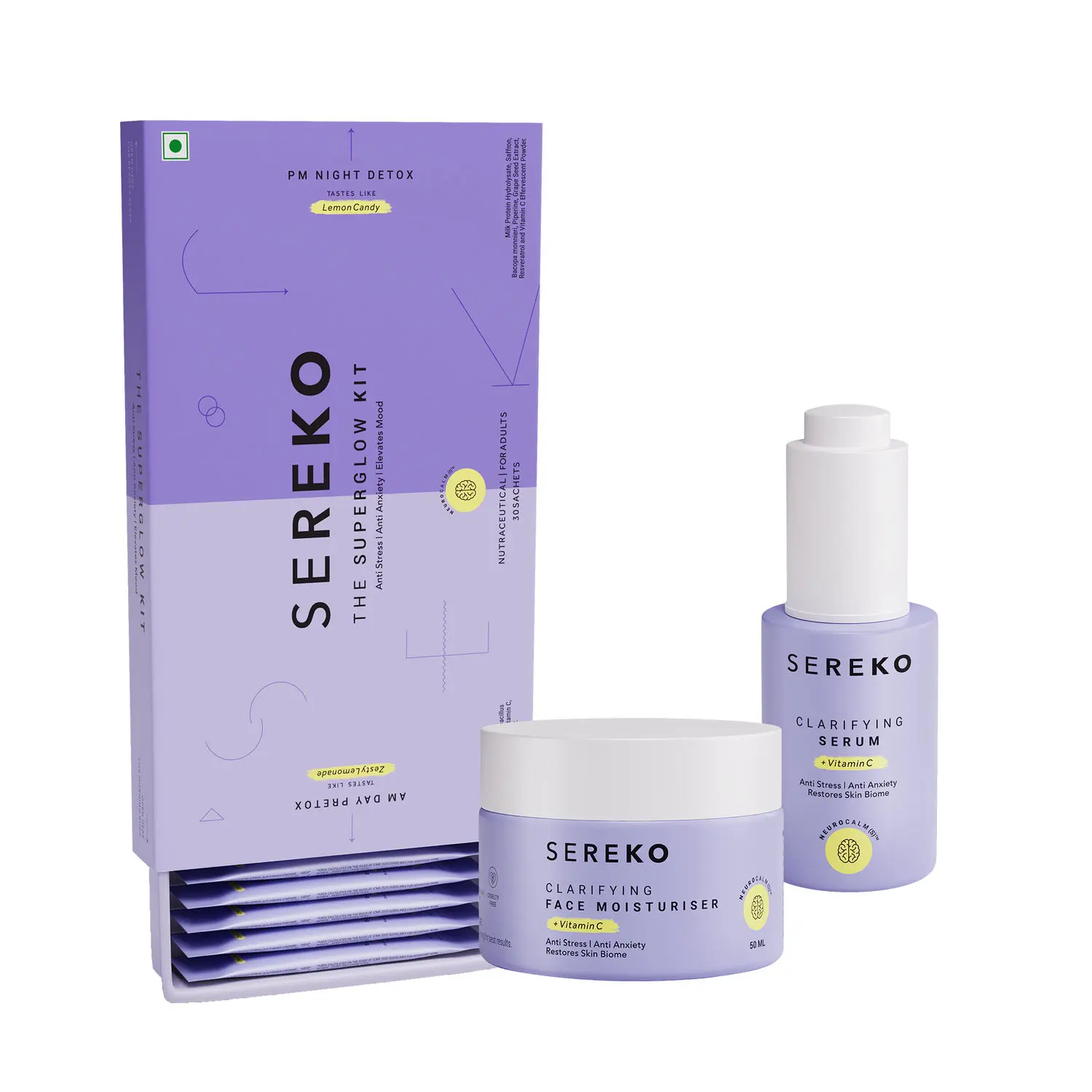 SEREKO Advanced Active Trio Sereko Clarifying Face Moisturiser + Sereko Clarifying Serum + Sereko Super Glow Kit 200 Gms